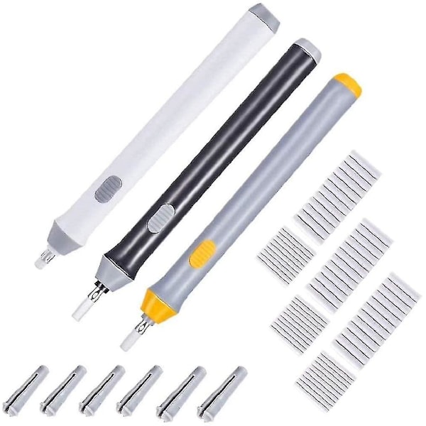 3 Set Elektrisk Suddgummi, Elektrisk Suddgummi Kit Batteridriven Suddgummi Automatisk Blyertspenna Suddgummi Med 66 st Ytterligare Utbytbara Gummin För Konstnärer, Konst