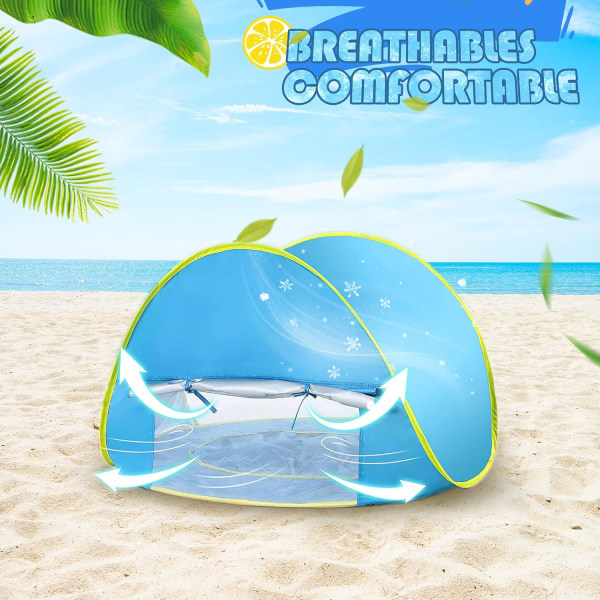 Baby strandtält med pool, uppgradera Easy Fold Up & Pop Up Unique Ocean World baby, för åldrarna 3-48 månader baby (UV-skydd - Pool Rose)