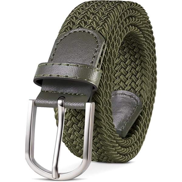 Herrbälte, Elastiskt flätat bälte Unisex Herr Dam Flätat Elastiskt Stretch Vävt Bälte 33mm(1.25\"), Längd 42\"(107cm) Passar Midja 33\"-36\", Flera Färger Dark Green