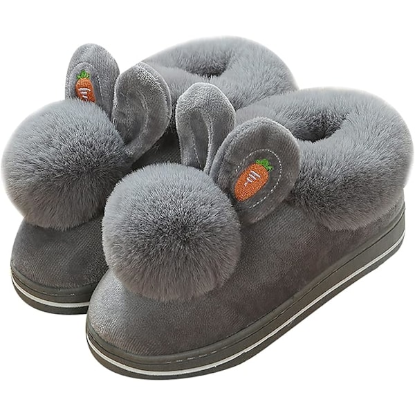 Winter Slippers Women Furry Indoor Slippers,Cute Rabbit Ears Plush Slippers