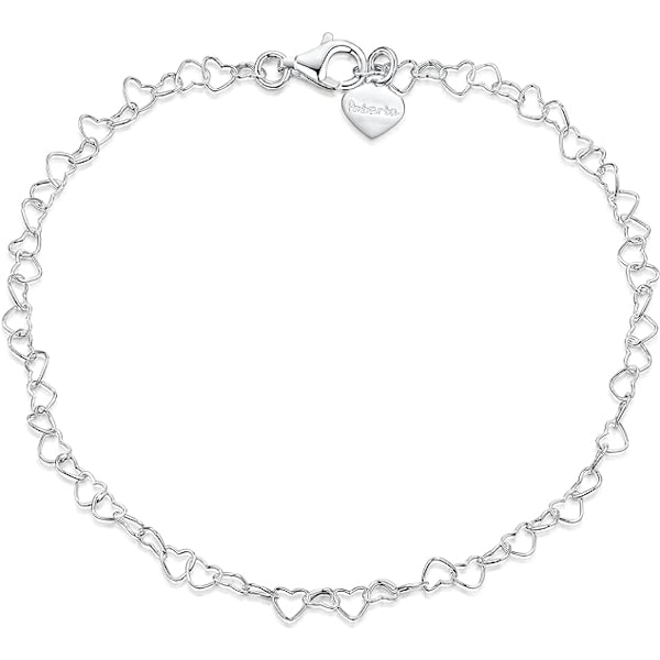 925 Fin Sterling Sølv Naturligt Justerbar Anklet - 3 mm Hjerte Kæde Ankel Armbånd - op til 9,5\" tommer - Fleksibel Pasform