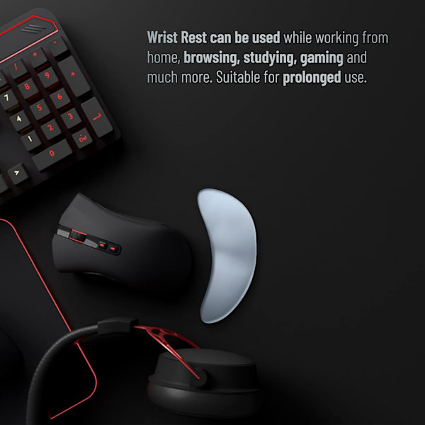 Højrehåndet Ergonomisk Mus Håndledsstøtte i Silikon, Gaming Mus Håndledsstøtte, Laptop, Hjem, Kontor (højre hånd Sort)