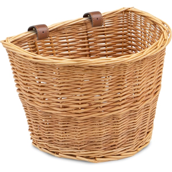 Retro flettet cykelkurv med håndtag foran, vævet opbevaringskurv i rattan, pastoral stil