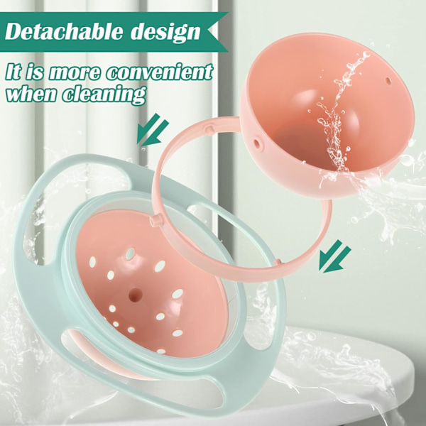 Gyro Bowl Anti Spill Bowl Smooth 360 Degrees Dining Entertaining, Bowl Sets,Toddler Bowls, Non Spill Feeding Toddler, 360 Rotation Gyroscopic Bowl Light Green