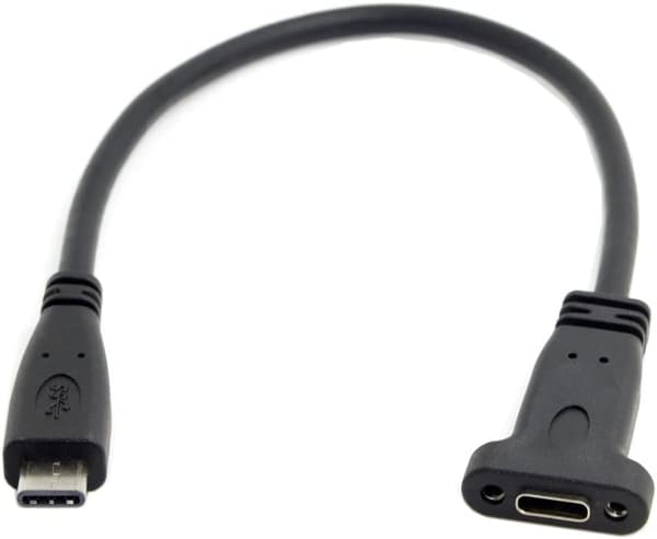 USB-C USB 3.1 Typ C hane till hona förlängningsdatakabel med panelmonteringsskruvhål