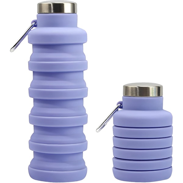 Sammenklappelig Vandflaske Silikon Rejse Essentials Foldbar Gym Flaske Lækagesikker Vandreture Tilbehør, Sammenklappelig Vandflaske 500ml Purple