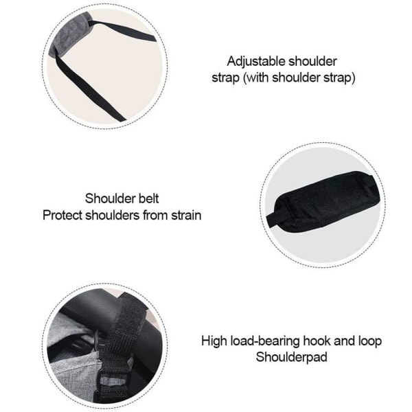Vogn Hengekøye Bag Vogn Baby Organizer Mamma Bag Svart Light Grey