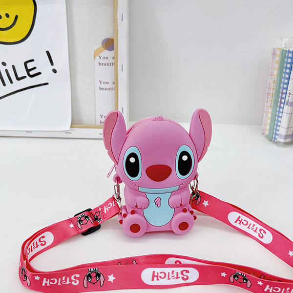 Stitch Pop -laukku Olkalaukku, Silikoninen Pop Fidget -laukku Poppet Käsilaukku Pussi Paina Kupla Lähettilaukku Ahdistuksen Lievitys pink