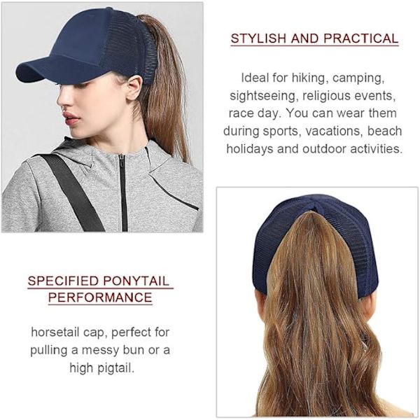 Baseballkeps för män och kvinnor, sommar, andningsbar, ihålig, öppen mesh, unisex, hästsvans, sport, lastbilskepsor, justerbara utomhushattar, grå