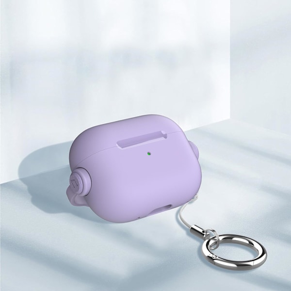 TPU-fodral för AirPods Pro 2:a generation, skyddande fodral för Airpods Pro 2 med karbinhake, Airpods Pro 2-fodral med lås Light Purple