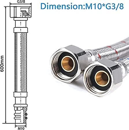 ZK-G3/8 - M10-60CM Slangeforbindelse Slangefitting Forlænget Pansret Slangeforbindelse Slange Til Vandhaner