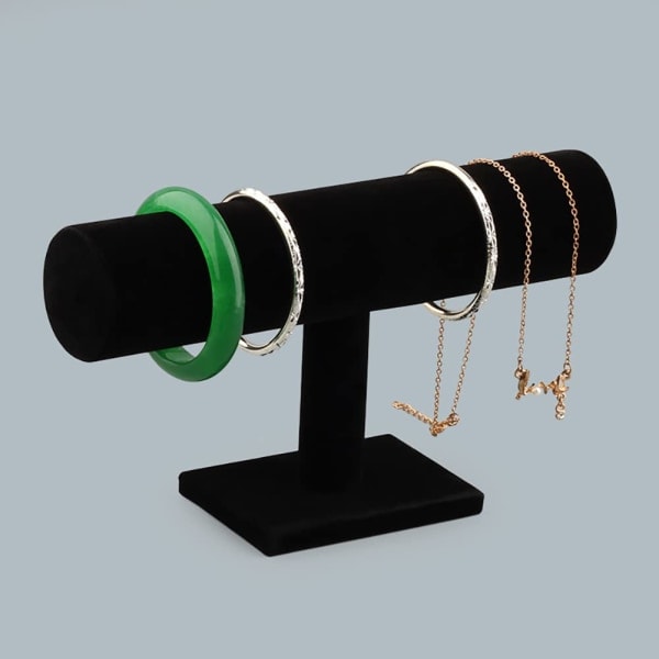 Svart sammetsarmband displayställ T-bar smyckesställ halsband förvaringshållare armband fotlänk arrangör för kvinnor män flickor