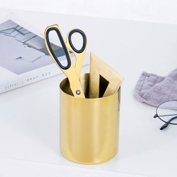 Kulta Pencil Holder Cup Kynä Potti Kosmetiikka Harjat Pidike 3mm Kaksoiskerroksinen Super Paksu Kultainen Meikkiharja Pidikkeet Kukkakulho