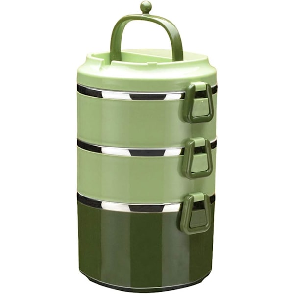Rustfrit Stål Madkasse, 2300ml Bento med Ske og Gaffel, Stabelbar 3 Lag, Tætte Rum, til Voksne Børn Studerende
