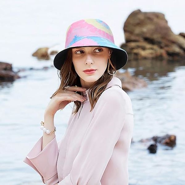 Unisex Sommer Bucket Hat til Kvinder Mænd Bomuld Vendbar Dobbeltsidet Bær Tie Dye Bucket Hats Fisker Strand Solhat