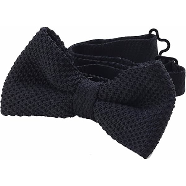 Herr Knit Knitted Bow Tie Pre Tied och Justerbar, Svart