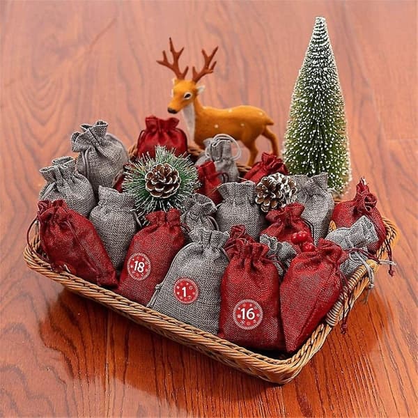 Julekalender DIY, julekalenderpose med klistremerker