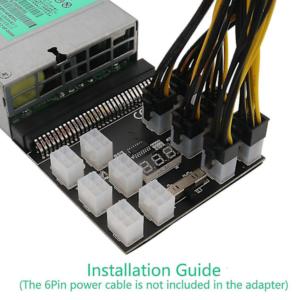 PCI-e 6-pins strømforsyningsadapterkortkonverter 12V for Ethereum Btc Antminer Miner Mining Server PSU GPU