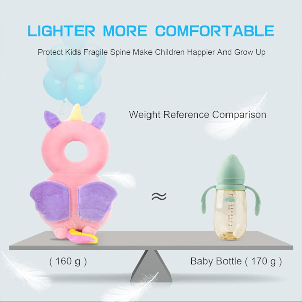 Babyhuvudskydd, Babyhuvudskyddsryggsäck, Justerbara småbarnshuvudskyddssäkerhetsdynor, för 4-24 månader Baby Learning Walking Unicorns