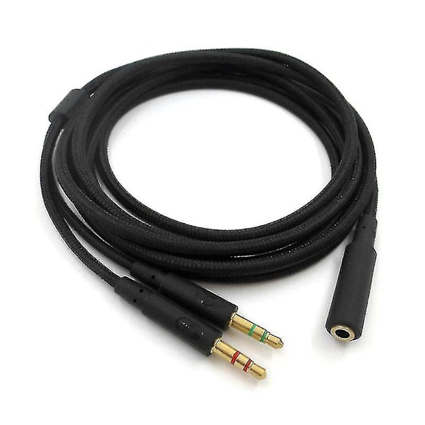 2020 Nytt Erstatningskabel 3,5 mm Universal 2-i-1 Spillhodetelefon Lydforlengelseskabel For Hyperx Cloud Ii/alpha/cloud Flight/core