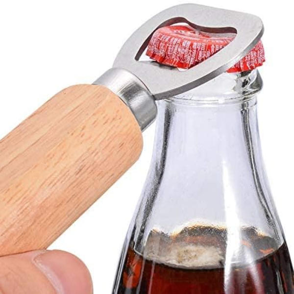 10 st/set Bartender Flasköppnare Gummi Trä Handhållen Vin Öl Soda Glaslock Flasköppnare för Hem Kök Bar