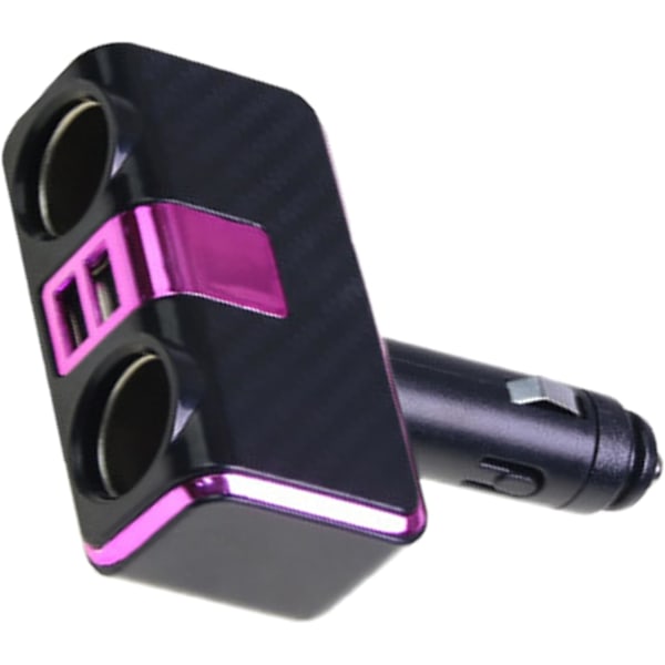 Bilstøpsel med Sigaretttenner 1 til 2 Billader med 2xUSB-port 100W Rask Lading Billader for 12-24V Kjøretøy Purple
