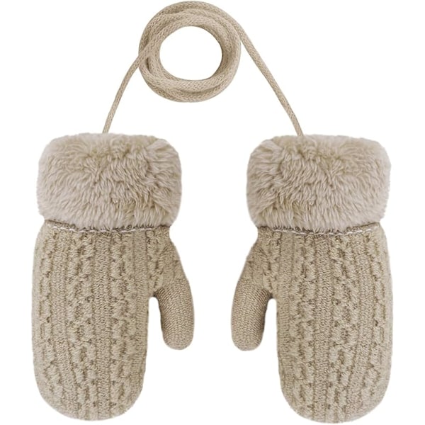 Toddler Magic Stretch Mittens Tjocka Plyschfodrade, Vinter BabyBoysGirls Stickade Vantar Varma Fluffiga Hel Fingerhandskar Kallt Väder Skidhandskar för 0-6Y