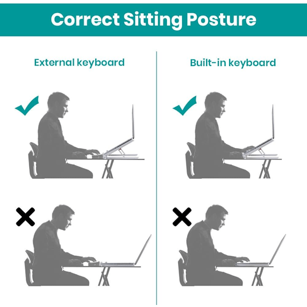 Laptop Stativ for Skrivebord, Ergonomisk Ventilert Justerbar Laptopheving, Foldbar Laptop Stativholder