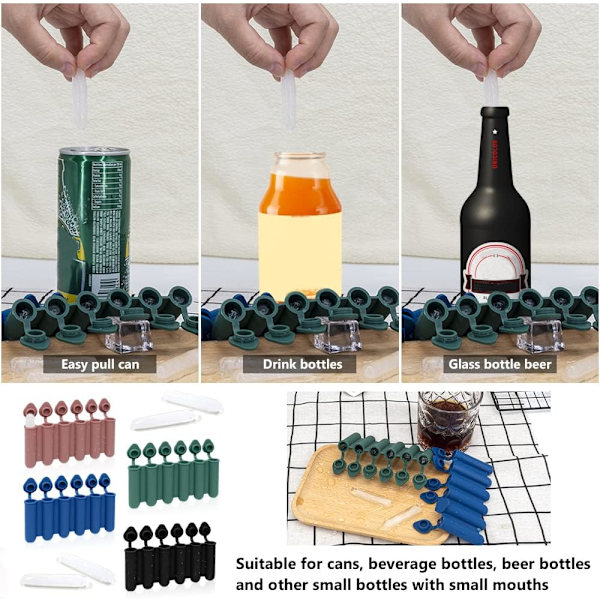 4 färger Mini Ice Cube Stick Bricka med lock,  Ice Cube formar för vattenflaskor, Lätt tryck och pop ut vattenflaska Ice Stick mögel