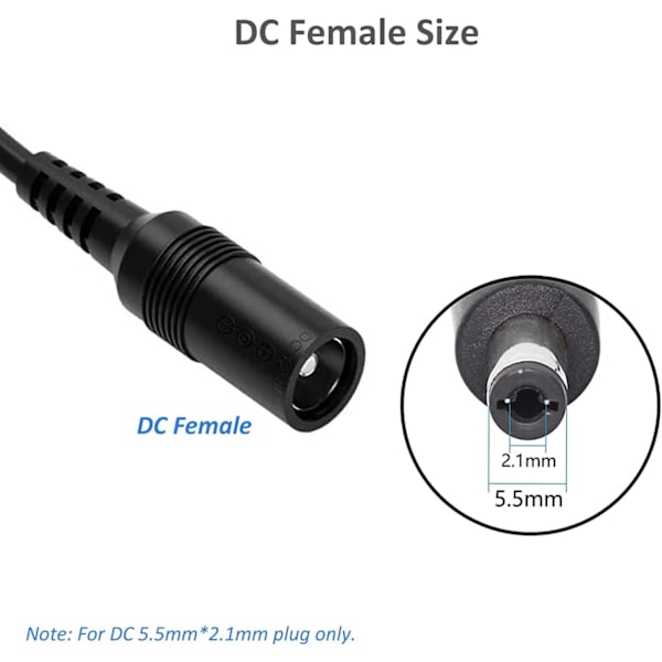 DC-strömkabeldelare - 2-pack svart, 1 hona till 2 hane 5,5 mm * 2,1 mm strömutgångsadapterkabel för CCTV-säkerhetskameror, LED-remsor och mer