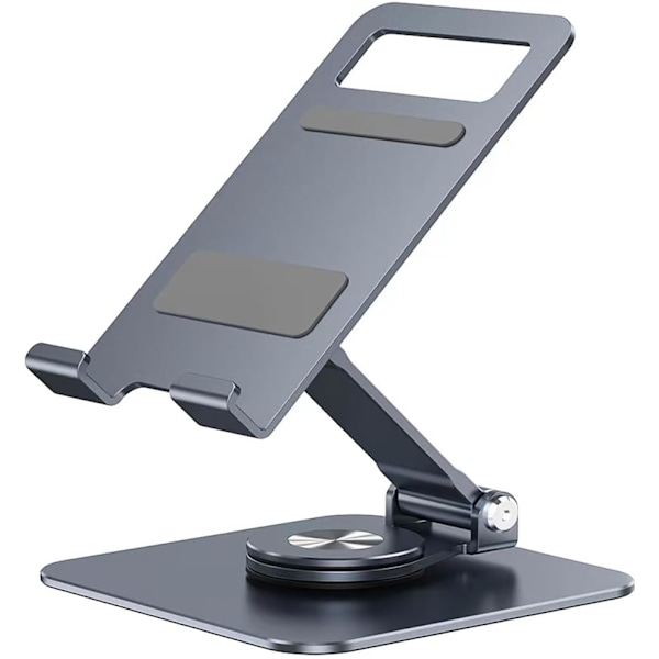 Tablet Stand, Aluminum Adjustable and Foldable Swivel Desktop Tablet Holder with 360 Degree Rotating Base, Cradle Stand