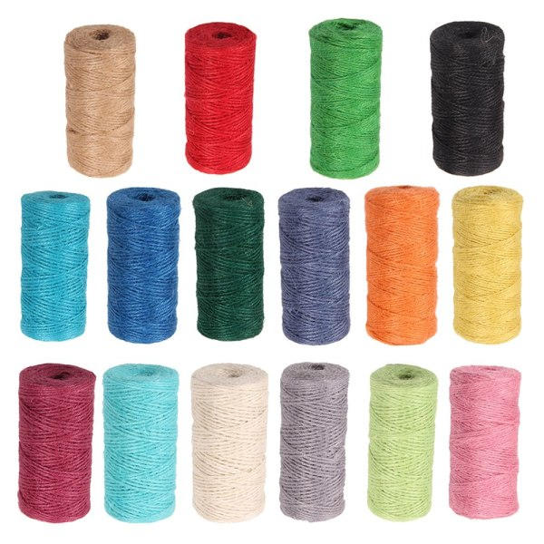 100m Jute Snøre 2mm Strik DIY Håndværk Gaveindpakning Garn Naturlig