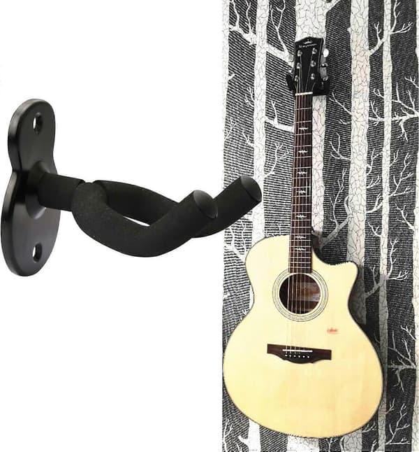 2-pack Gitarrhållare Väggfäste Gitarrhängare, Gitarr Väggfäste Display Fäste Krokar för Elgitarr, Klassisk Akustisk Gitarr, Bas Svart