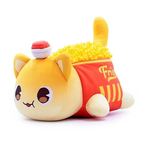 Aphmau Meows Katt Plysj - Myk Meemeow Fyllt Donut Katt, Kawaii Pommes Frites Og Cheeseburger Mat Plysjdukke - Perfekt Julegave