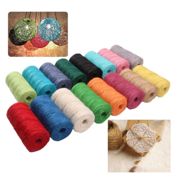 100m Jutesnöre 2mm String DIY Hantverk Presentinslagning Garn Rep Naturligt
