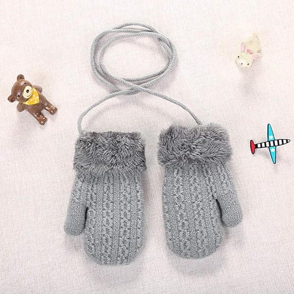 Toddler Magic Stretch Mittens Tjocka Plyschfodrade, Vinter BabyBoysGirls Stickade Vantar Varma Fluffiga Hel Fingerhandskar Kallt Väder Skidhandskar för 0-6Y