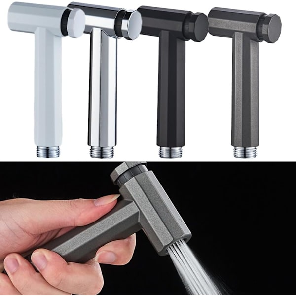 Handhållen bidésdusch, toalett duschspolningsmunstycke set badrum toalett spray Chrome