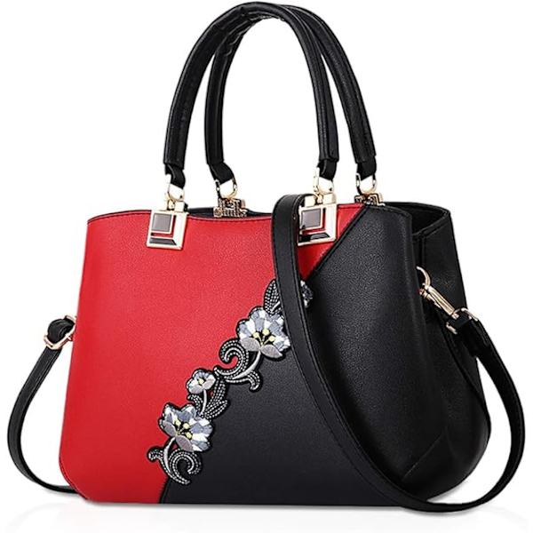 Håndvesker fasjonable kvinnevesker for damer blomstermønster crossbody vesker skjøting farge skuldervesker Wine Red
