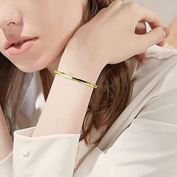 Solid Bangle Armband för Män och Kvinnor, Bästa Vän Armband, Manschett Armband för Pojkvän Flickvän Gåvor Armband Födelsedagspresenter Gold