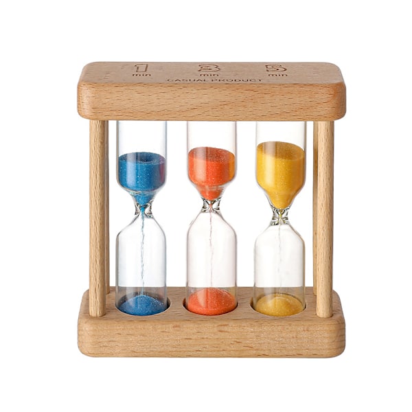 3 färger timglas timer för barn, 1+3+5 minuter mini timglas, kök matlagning timer för klassrum hem kontor dekoration