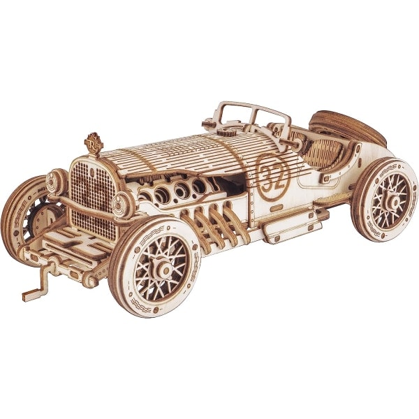 Modelbiler at bygge, 3D Træpuslespil til Voksne og Teenagere, DIY Skala Mekanisk Modelbygningssæt, Bedste Legetøjsgave til Børn - Grand Prix Bil