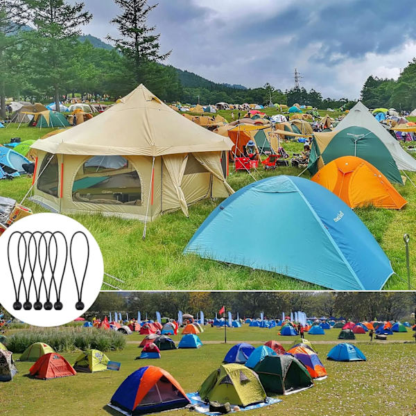 35 stk. Bungee-snører med kuler, holdbare bærbare bungee-kuler, polypropylen og lateksflette presenning bungee-kuler for presenninger, telt, camping 8 Inch