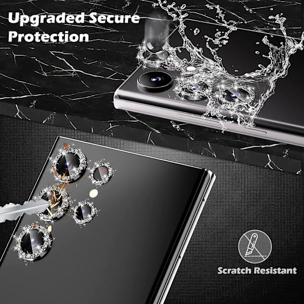För Sansung Galaxy S24 Plus kameralinsskydd, glänsande Hd härdat glas aluminiumlegering ring, bakre skärmskydd Black