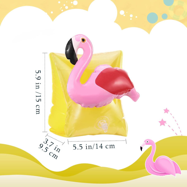 Uppblåsbara armpuffar flytband flyter badkar vattenvingar simpuffar för barn i åldrarna 3-6 Flamingo Yellow