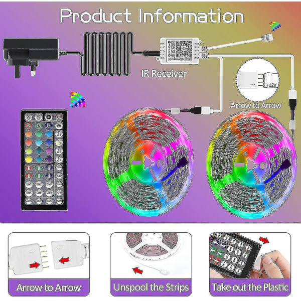 LED-valot Bluetooth RGB-valot LED-nauhavalot 5m