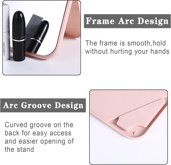 Makeup Spejl, Foldbar Desktop Vanity Spejl Bærbar Rektangulær Makeup Spejl til Rejser Camping Hjem (Pink)