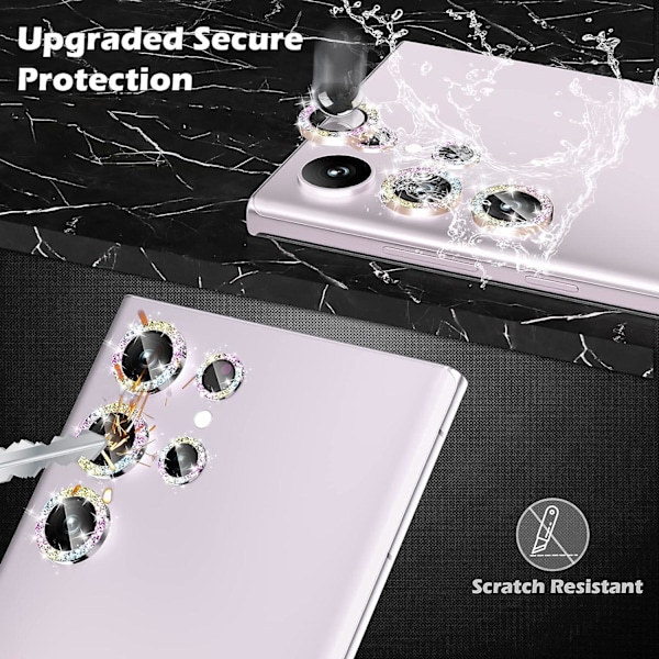 Kameralinsebeskytter til Samsung Galaxy S24 Plus, Skinnende HD Hærdet Glas Aluminiumlegeringsring, Bagskærmskamera Dækfilm Colorful