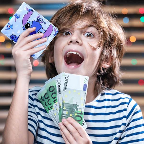 Barne-Tegneserie Lommebok, PU Lær Lommebok Tegneserie To-delt Lommebok Barne Myntveske Blå To-delt Kort Lommebok Tegneserie Kort Myntveske Barne Lommebok Beste Gave