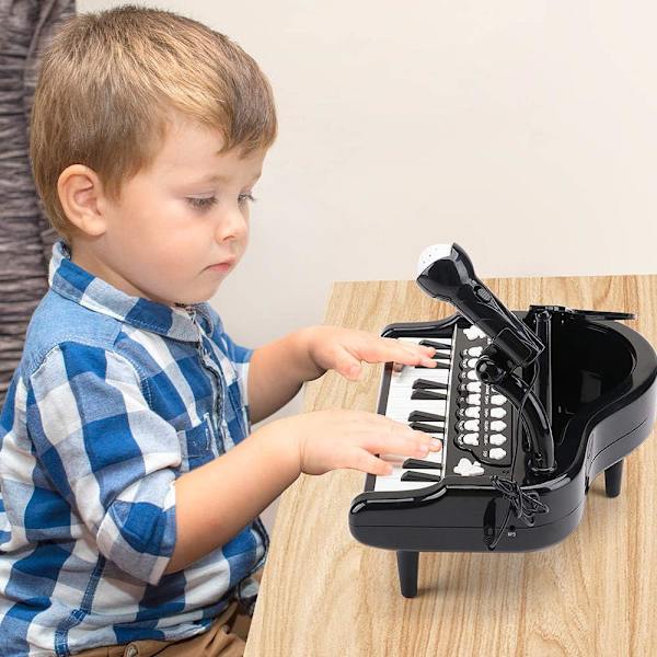 Babypiano leksak för 1 2 3 år gammal - Pianotangentbord för småbarn - Piano för barn med mikrofon för pojkar och flickor Black