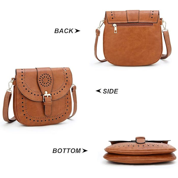 Dam axelväska PU läder crossbody väska (brun)